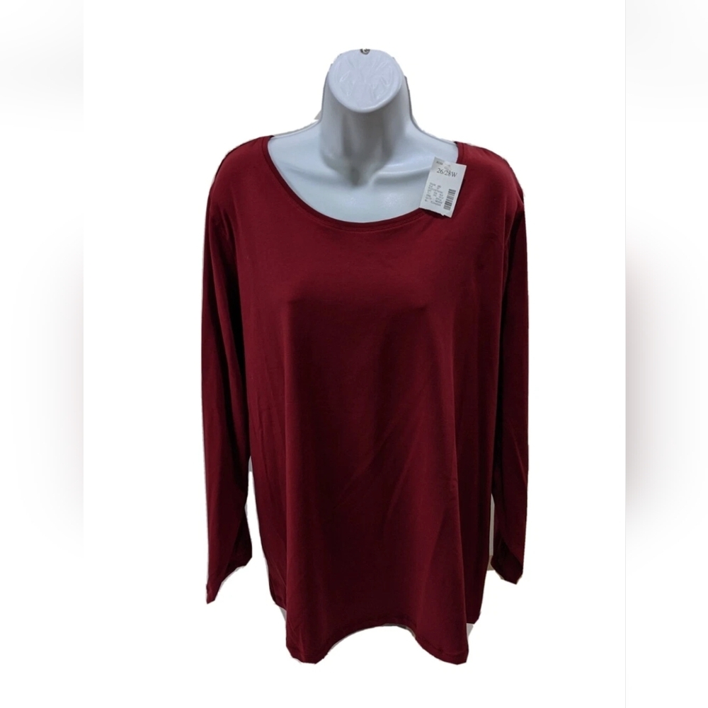 NWT Lane Bryant Modern Fit Tee T Shirt Long Sleeve 26/28 Minimalist #8700
